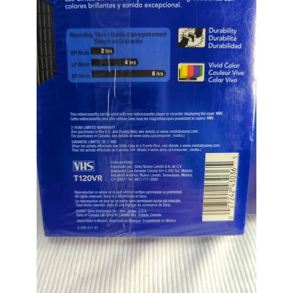 2 New Sony T-120‎ VHS 6hr Premium Cassettes